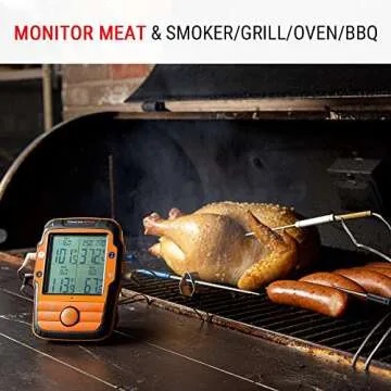 ThermoPro TP27 500FT Long Range Wireless Meat Thermometer for Grilling and Smoking with 4 Probes Smo...