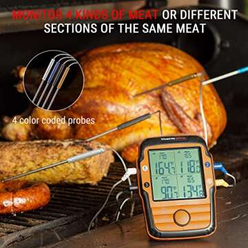 ThermoPro TP27 500FT Long Range Wireless Meat Thermometer for Grilling and Smoking with 4 Probes Smoker BBQ Grill Kitchen Food Cooking Digital Thermometer for Meat
