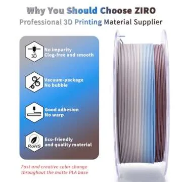 ZIRO Color Change Filament, Matte Multi Colors 3D Printer Filament, Faster Color Change by Length PLA, Dimensional Accuracy +/-0.03mm, 1KG/ 2.2lbs Spool, Fit Most FDM 3D Printer, Twilight