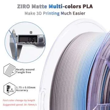 ZIRO Color Change Filament, Matte Multi Colors 3D Printer Filament, Faster Color Change by Length PLA, Dimensional Accuracy +/-0.03mm, 1KG/ 2.2lbs Spool, Fit Most FDM 3D Printer, Twilight