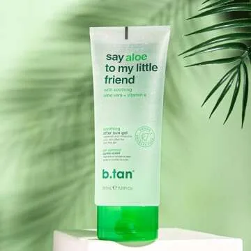 b.tan Aloe Vera Gel Face & Body | Say Aloe To My Little Friend - Hydrating, Soothing After Sun Lotion Aloe Gel, Vitamin E, Pure Sun Burn Skin Relief, Soothing, 7 Fl Oz