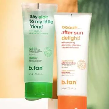 b.tan Aloe Vera Gel Face & Body | Say Aloe To My Little Friend - Hydrating, Soothing After Sun Lotion Aloe Gel, Vitamin E, Pure Sun Burn Skin Relief, Soothing, 7 Fl Oz