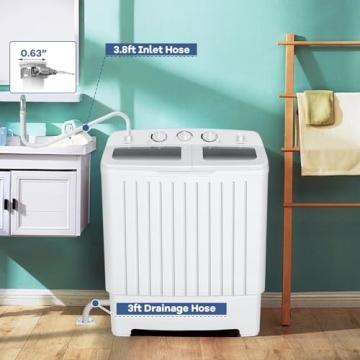 Giantex Portable Mini Twin Tub Washing Machine, 20lbs, Compact Washer and Spinner Combo for Small Sp...