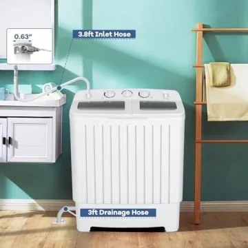Giantex Portable Mini Twin Tub Washing Machine, 20lbs, Compact Washer and Spinner Combo for Small Sp...
