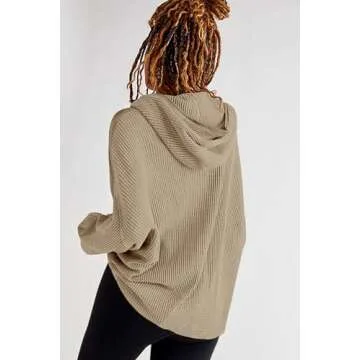 Womens Oversized Waffle Knit Tops Zip Up Hoodies Shirt Jacket Y2K Clothes Teen Girl Fall Casual Shackets with Pockets