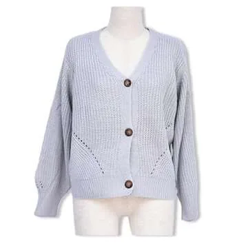 Angashion Women's V Neck Button Down Long Sleeve Knit knitted cardigan Sweaters