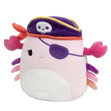 Squishmallows Original 10-Inch Cailey The Pirate Crab - Official Jazwares Plush - Collectible Soft & Squishy Crab Stuffed Animal Toy - Add to Your Squad - Gift for Kids, Girls & Boys