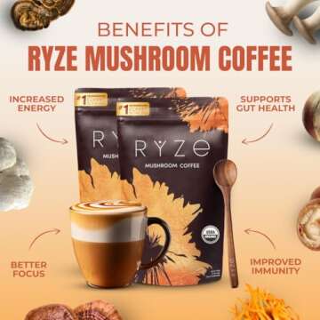 RYZE Starter Kit | Mushroom Coffee Bundle | 6 Adaptogenic Mushrooms | USDA Organic | Instant Coffee ...