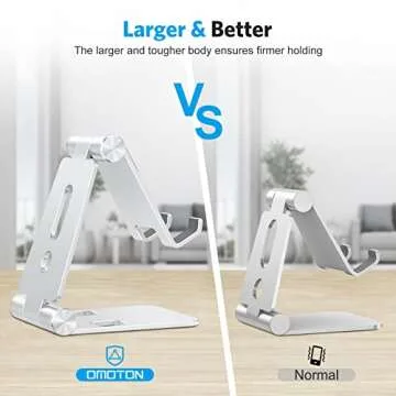 OMOTON Foldable Cell Phone Stand, C4 Portable Aluminum Phone Holder, Adjustable Phone Dock Cradle Co...