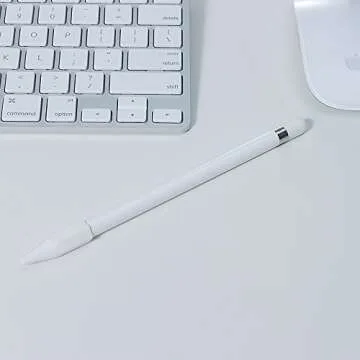 [4-Piece] FRTMA Compatible with Apple Pencil Cap/Apple Pencil Tip Cover/Cable Adapter Tether/Apple Pencil Cap Holder for iPad Pro Pencil, Ivory White