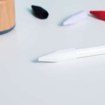 [4-Piece] FRTMA Compatible with Apple Pencil Cap/Apple Pencil Tip Cover/Cable Adapter Tether/Apple Pencil Cap Holder for iPad Pro Pencil, Ivory White