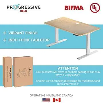 Progressive Desk Stand Up Height Adjustable Electric Standing Desk - Large 72"x30" Dual Motor, 3 Stages Sit Stand Table -Warm White/Black