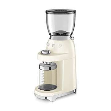 Smeg 50's Retro Style Aesthetic Coffee Grinder, CGF01 (Cream)