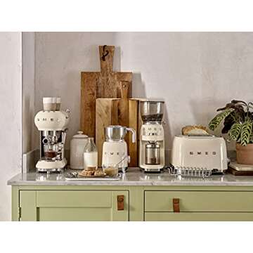 Smeg 50's Retro Style Aesthetic Coffee Grinder, CGF01 (Cream)