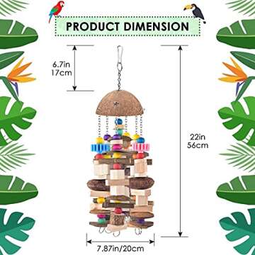 KATUMO Bird Toys, Large Parrot Toys African Grey Wooden Chew Toys Macaw Toys for Medium to Large Bir...