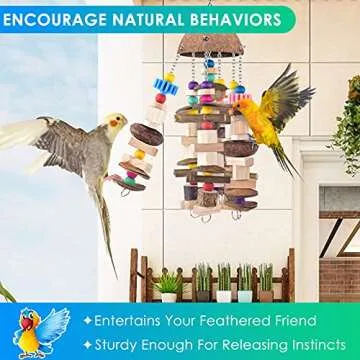 KATUMO Bird Toys, Large Parrot Toys African Grey Wooden Chew Toys Macaw Toys for Medium to Large Birds