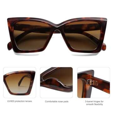 SOJOS Trendy Oversized Cateye Sunglasses for Women UV400