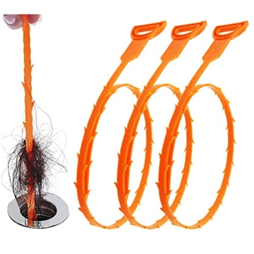 Forlivese Drain Snake Tool - 3 Pack 25 Inch Drain Clog Remover Hair Snake for Kitchen Bathroom Toile...