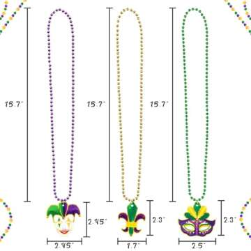 jollylife 21PCS Mardi Gras Beads Necklaces Bulk: Purple Gold Green Metallic Bead Carnival Parade Party Supplies