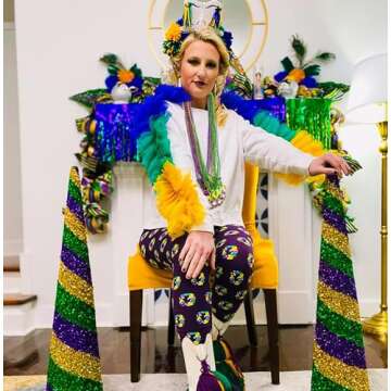 jollylife 21PCS Mardi Gras Beads Necklaces Bulk: Purple Gold Green Metallic Bead Carnival Parade Party Supplies