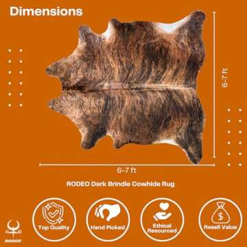 Rodeo Genuine Cowhide Rug - Authentic & Luxurious 6x7 ft Rug