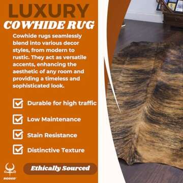 Rodeo Genuine Cowhide Rug - Authentic & Luxurious 6x7 ft Rug