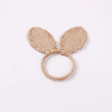 Xidmold Jute Napkin Rings Set of 4, Easter Bunny Ears Napkin Rings Holder Napkin Rings Buckles Dining Table Setting Decor for Farmhouse, Spring Dinner Party Table Centerpieces Decoration