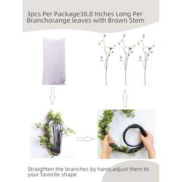 Lifelike 3Pcs 38.8" Faux Greenery Plant Stems for Stunning Decor