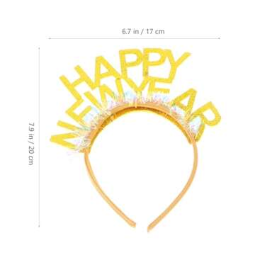 Beaupretty 4PCS Happy New Year Headband Glitter Eve Party Favors for Holiday Women Girls Golden