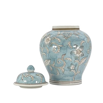 Galt International Light Blue Chinoiserie Jar 12" Decorative