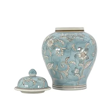 Galt International Light Blue Chinoiserie Jar 12" Decorative