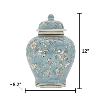 Galt International Light Blue Chinoiserie Jar 12" Decorative