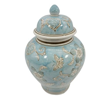 Galt International Light Blue Chinoiserie Jar 12" Decorative