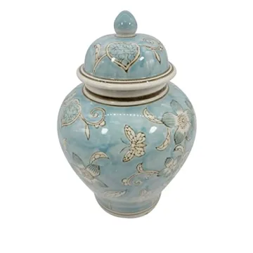 Galt International Light Blue Chinoiserie Jar 12" Decorative