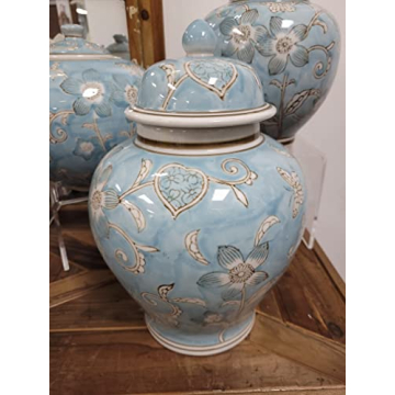 Galt International Light Blue Chinoiserie Jar 12" Decorative