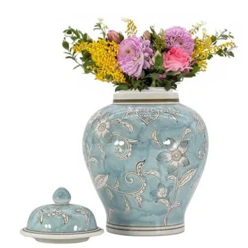 Galt International Light Blue Chinoiserie Jar 12" Decorative