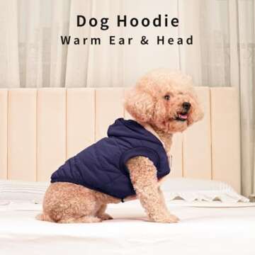 Vecomfy Fleece Lining Extra Warm Dog Hoodie in Winter,Small Dog Jacket Puppy Coats with Hooded,Blue XS