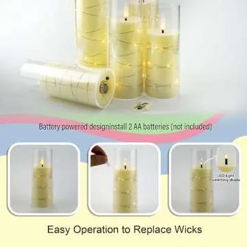 kakoya Flameless LED Candles with Timer 5 Pc Flickering Flameless Candles for Romantic Ambiance and ...