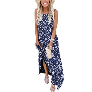 ANRABESS Women Casual Loose Sundress Sleeveless Split Maxi Long Beach Shirt Dress Travel Vacation 2025 Summer Outfits Floral Print X-Large