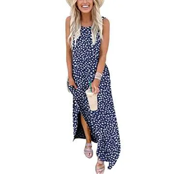 ANRABESS Women Casual Loose Sundress Sleeveless Split Maxi Long Beach Shirt Dress Travel Vacation 2025 Summer Outfits Floral Print X-Large