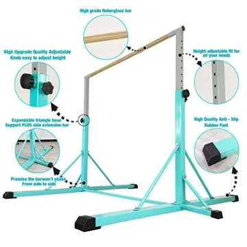 FC FUNCHEER Gymnastics bar,5FT/6FT Horizontal Bars, Adjutable Gymnastic Bar for Kids Ages 5-20, 35.4" to 59"/45" to 71", Weight Limit 500 LBS,Home Gym Equipment
