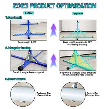FC FUNCHEER Gymnastics bar,5FT/6FT Horizontal Bars, Adjutable Gymnastic Bar for Kids Ages 5-20, 35.4" to 59"/45" to 71", Weight Limit 500 LBS,Home Gym Equipment