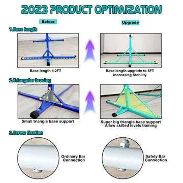 FC FUNCHEER Gymnastics bar,5FT/6FT Horizontal Bars, Adjutable Gymnastic Bar for Kids Ages 5-20, 35.4" to 59"/45" to 71", Weight Limit 500 LBS,Home Gym Equipment