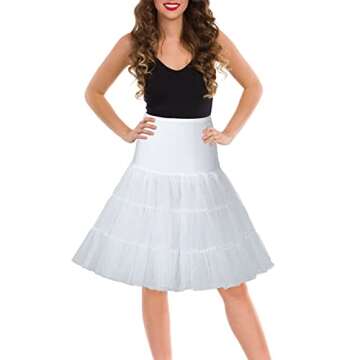 YAOGEG Petticoats for Women 50s Vintage Tulle Petticoat Half Slip Tutu Crinoline Underskirt (S, Whit...