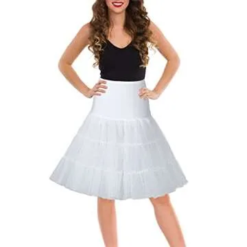 YAOGEG Petticoats for Women 50s Vintage Tulle Petticoat Half Slip Tutu Crinoline Underskirt (S, Whit...