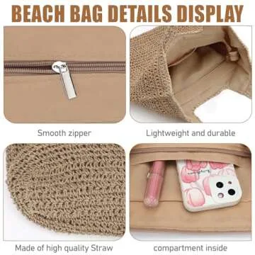Hatisan Straw Beach Bag - Stylish Summer Tote for Women