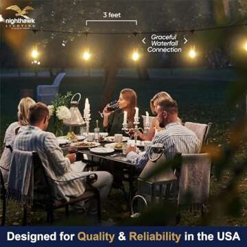 Nighthawk Lighting Led String Lights for Patio - Outdoor Led String Lights 50 Ft - Patio String Ligh...