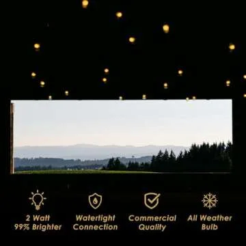 Nighthawk Lighting Led String Lights for Patio - Outdoor Led String Lights 50 Ft - Patio String Lights for Deck & Garden - Outdoor String Lighting with Watertight Connectors & Shatterproof Bulb