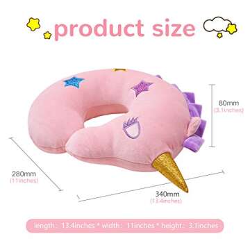H HOMEWINS Travel Pillow for Kids Toddlers - Soft Neck Head Chin Support Pillow, Cute Animal, Comfor...