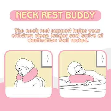 H HOMEWINS Travel Pillow for Kids Toddlers - Soft Neck Head Chin Support Pillow, Cute Animal, Comfortable in Any Sitting Position for Airplane,Car,Train,Machine Washable,Children Gift (Unicorn)